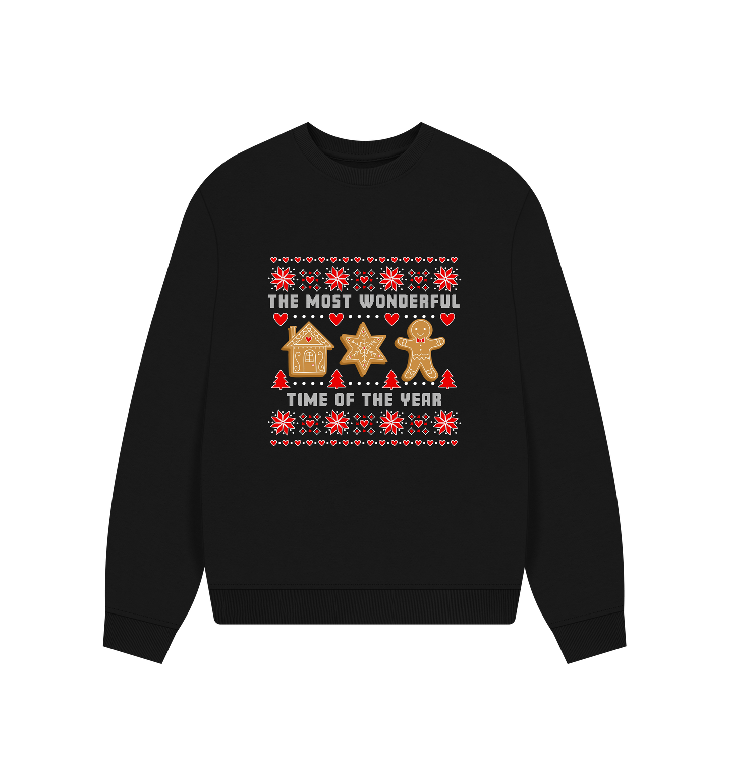 Black Printed Sweater Front