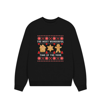 Black Printed Sweater Front