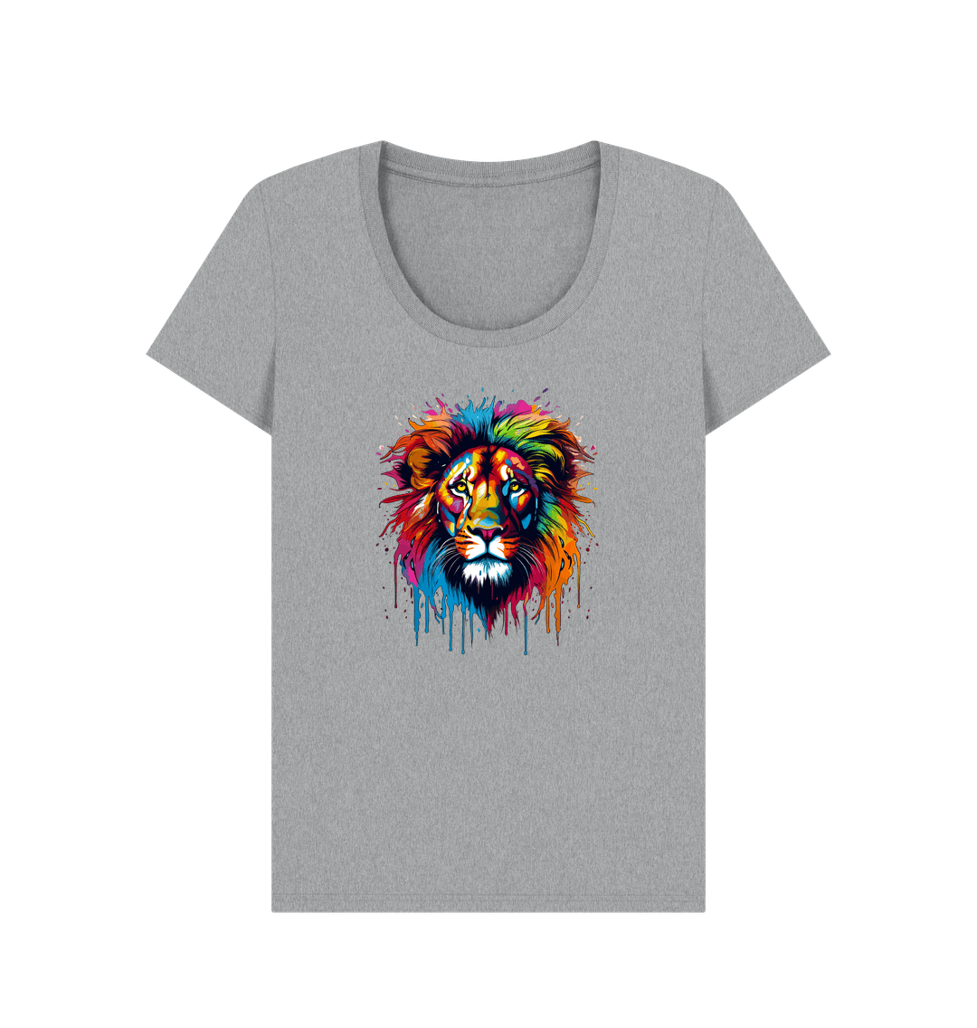 Athletic Grey Colour Drip Lion - Women's Scoop Neck T-shirt