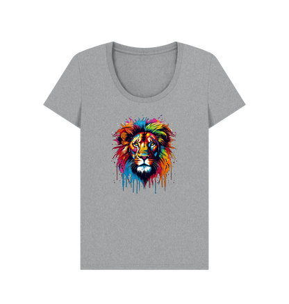 Athletic Grey Colour Drip Lion - Women's Scoop Neck T-shirt