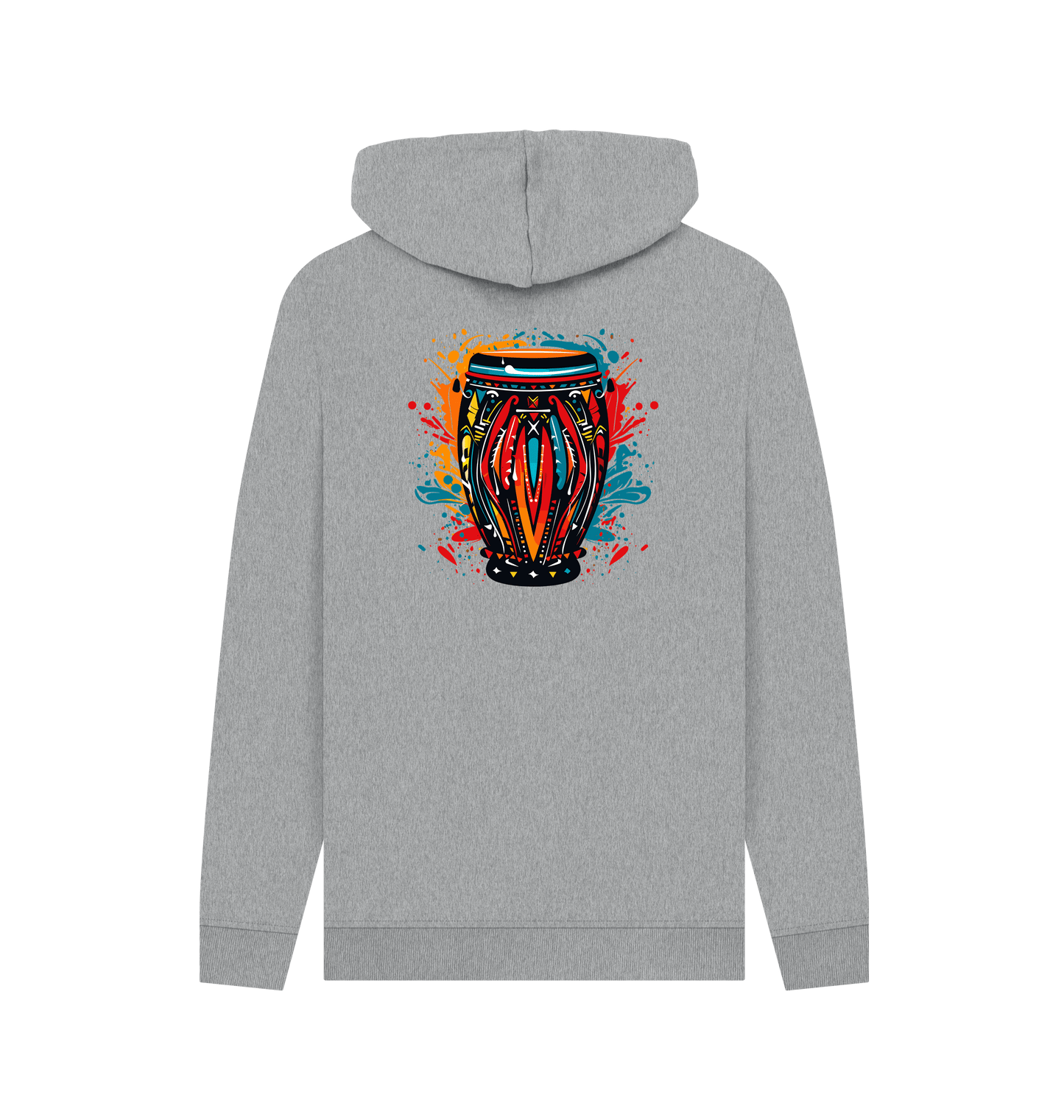 Light Heather Colour Drip African Drum - Mens Pullover Hoodie