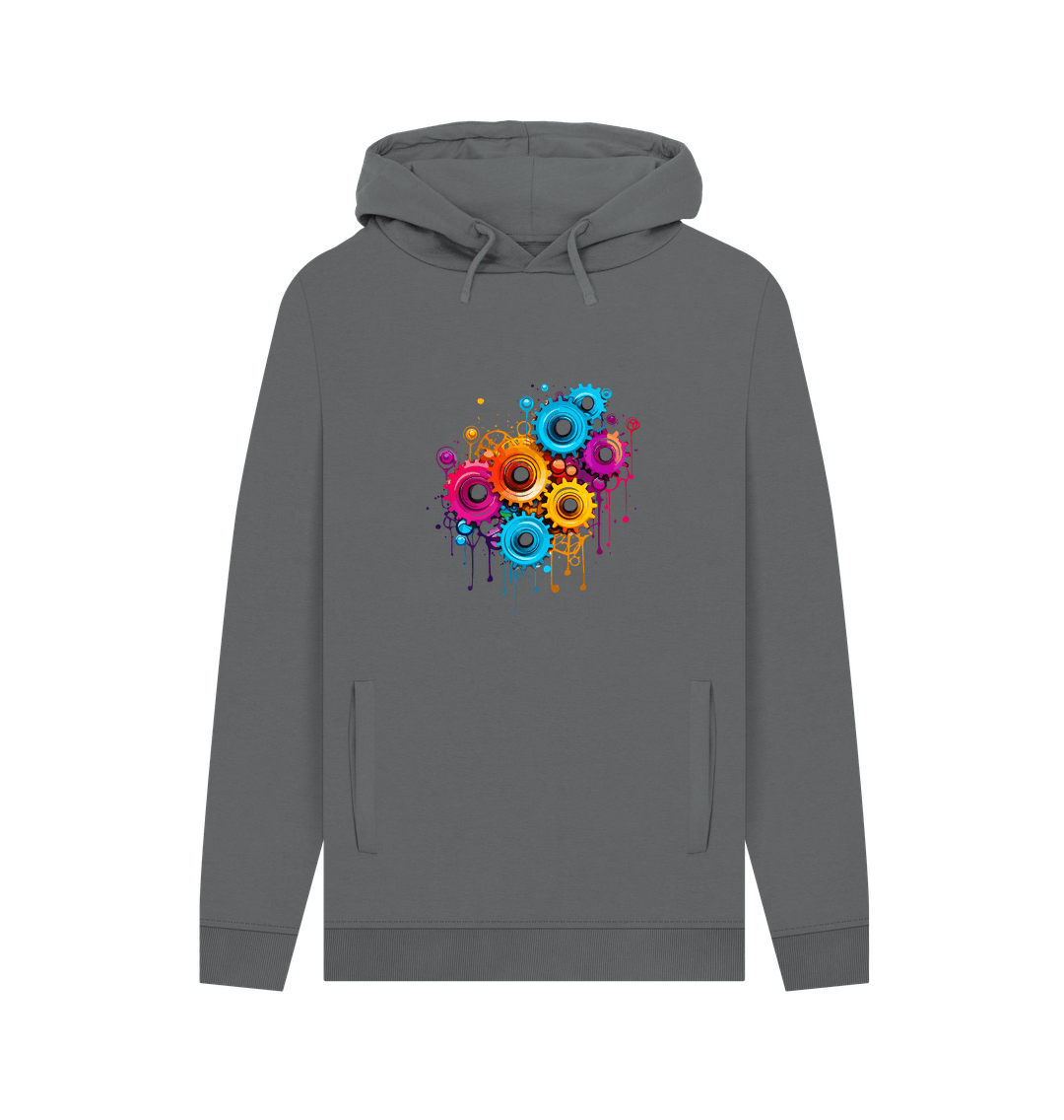 Slate Grey Colour Drip Gears - Men's Pullover Hoodie