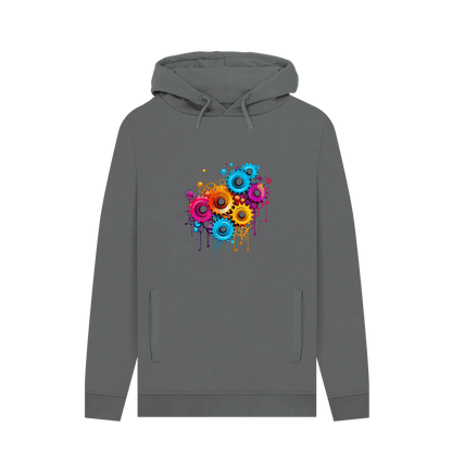 Slate Grey Colour Drip Gears - Men's Pullover Hoodie