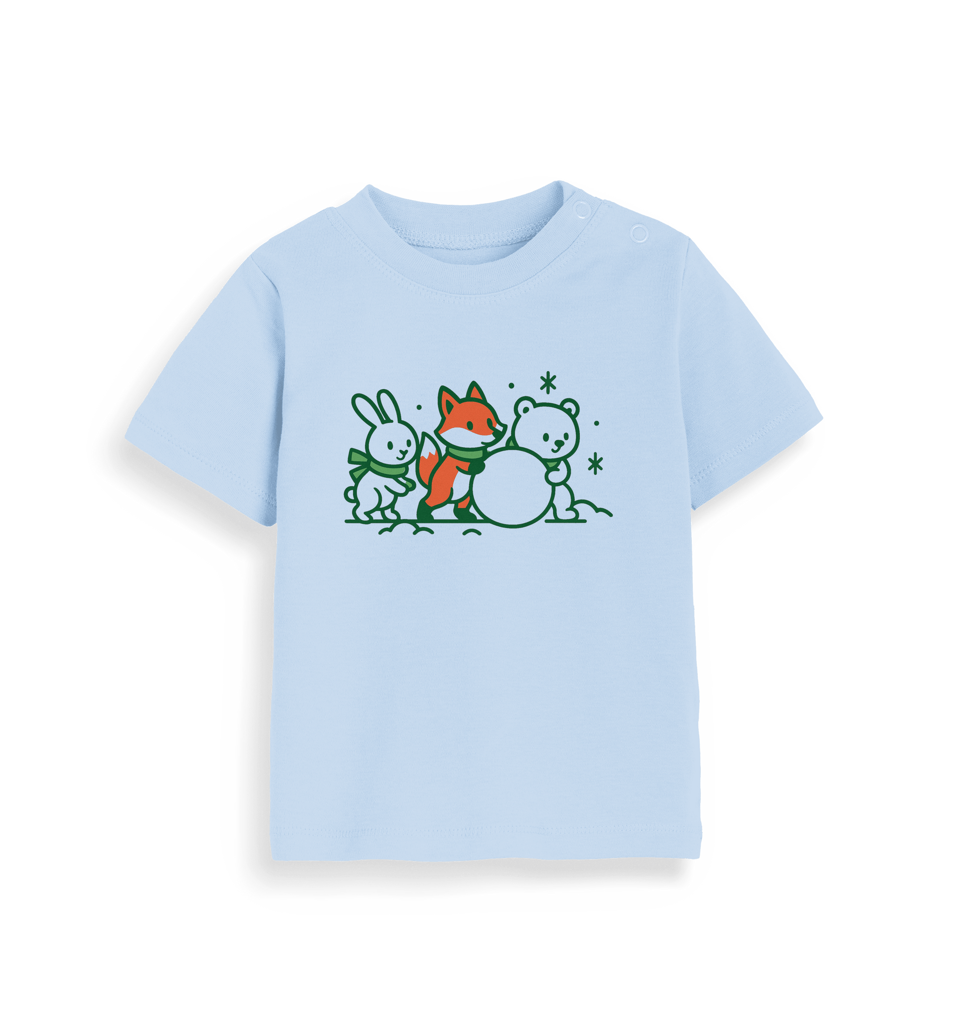 Dusty Blue Printed Kids T-Shirt Front