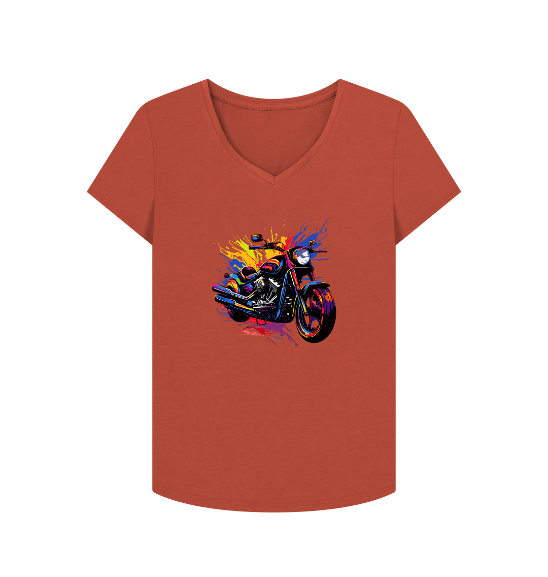 Rust Colour Drip Rider Spirit - Women's V-Neck T-shirt