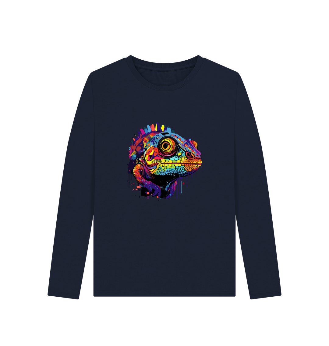 Navy Blue Colour Drip Chameleon - Women's Long Sleeve T-shirt