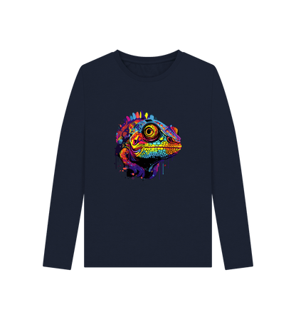 Navy Blue Colour Drip Chameleon - Women's Long Sleeve T-shirt