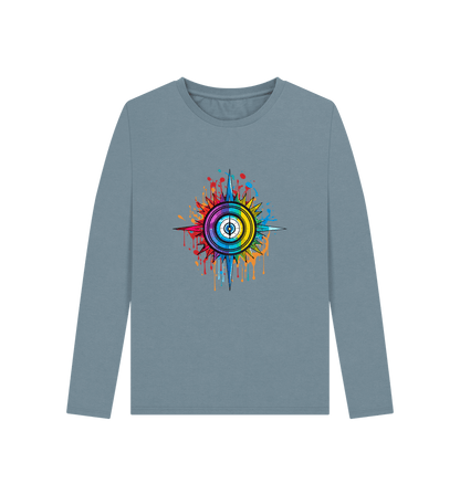 Stone Blue Colour Drip Time - Women's Long Sleeve T-shirt