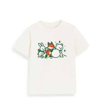 Organic Natural Printed Kids T-Shirt Front