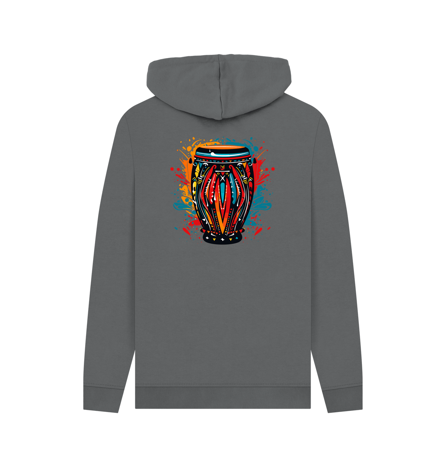 Slate Grey Colour Drip African Drum - Mens Pullover Hoodie