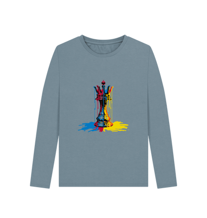 Stone Blue Printed Long Sleeve T Shirt
