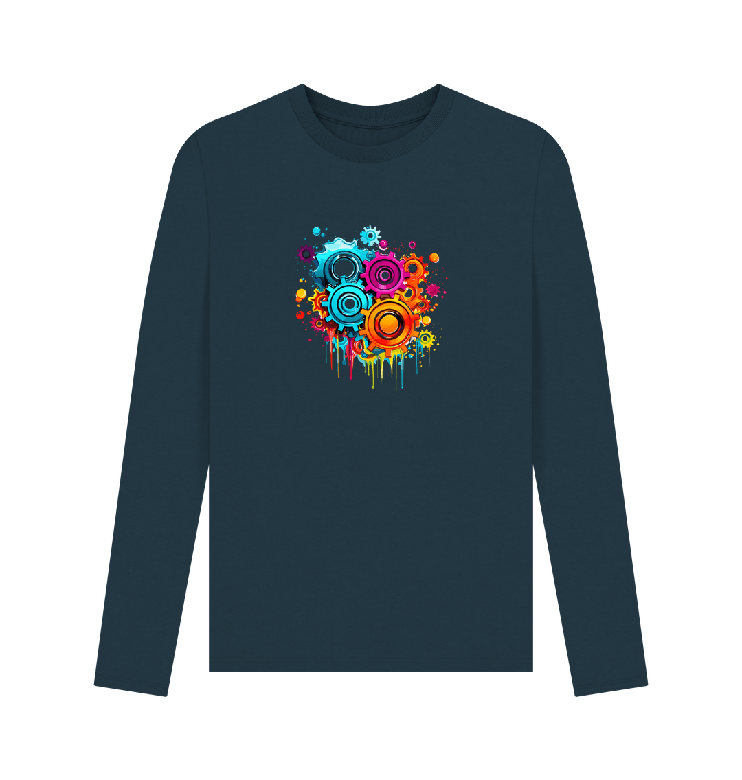 Denim Blue Colour Drip Machines - Men's Long Sleeve T-shirt