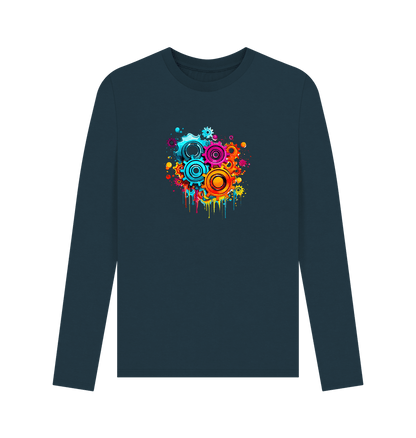 Denim Blue Colour Drip Machines - Men's Long Sleeve T-shirt