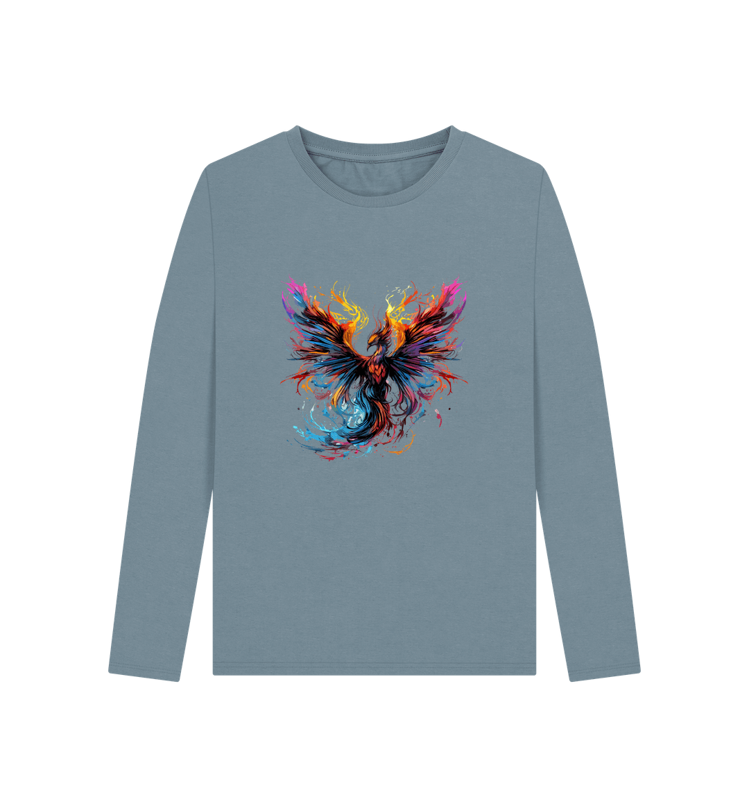 Stone Blue Colour Drip Phoenix - Women's Long Sleeve T-shirt