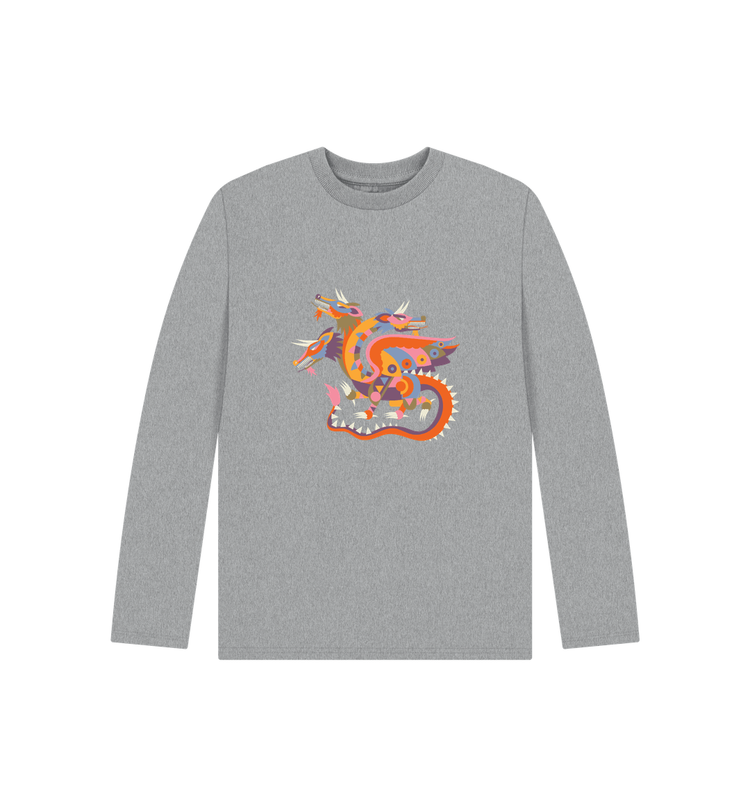 Athletic Grey Three Headed Dragon - Kids' Organic Long Sleeve T-shirt