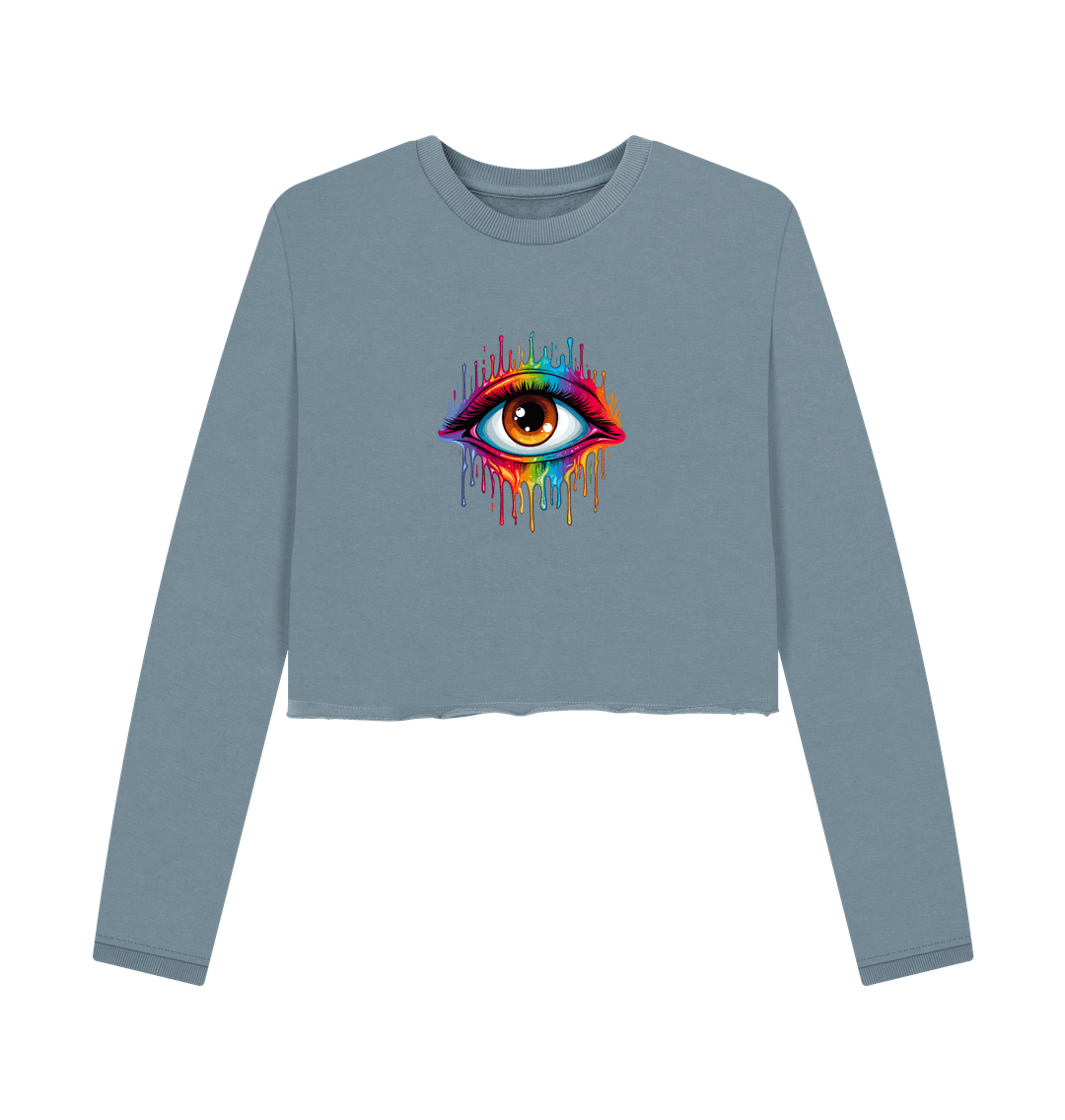 Stone Blue Colour Drip Eye Spy - Women's Boxy Jumper