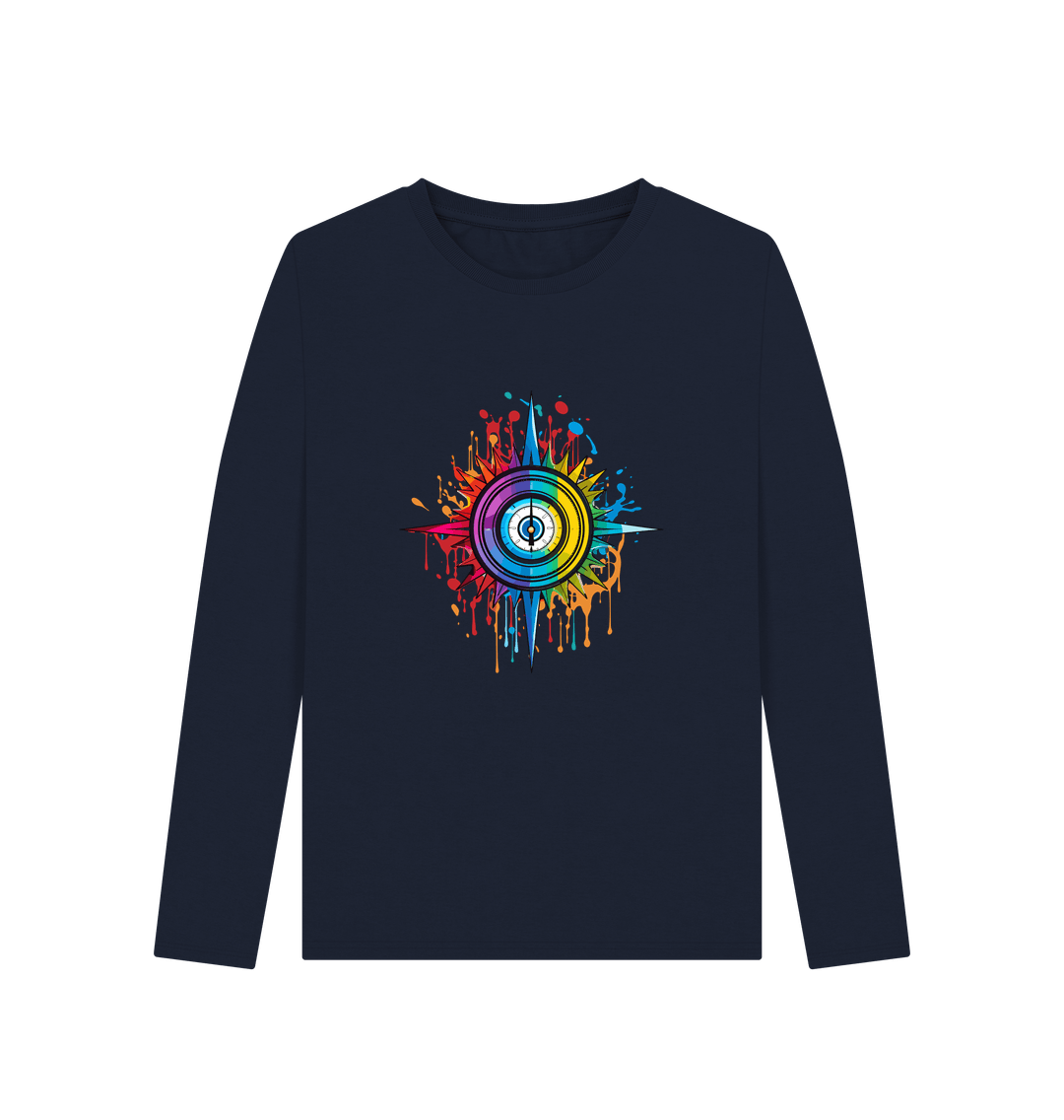 Navy Blue Colour Drip Time - Women's Long Sleeve T-shirt