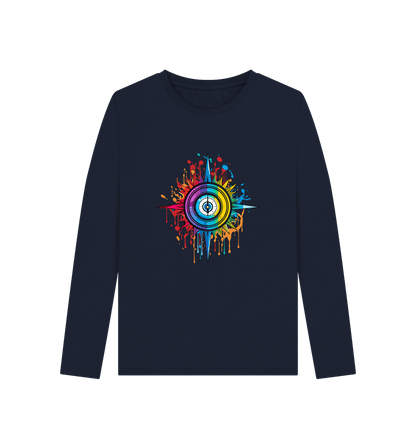 Navy Blue Colour Drip Time - Women's Long Sleeve T-shirt