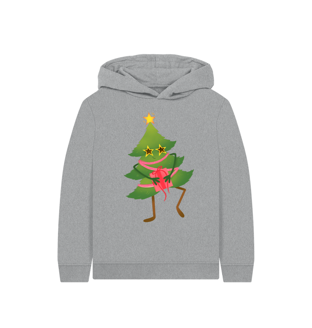 Athletic Grey Dancing Christmas Tree Hoody by Emma Garrett - Kids' Organic Pullover Hoody