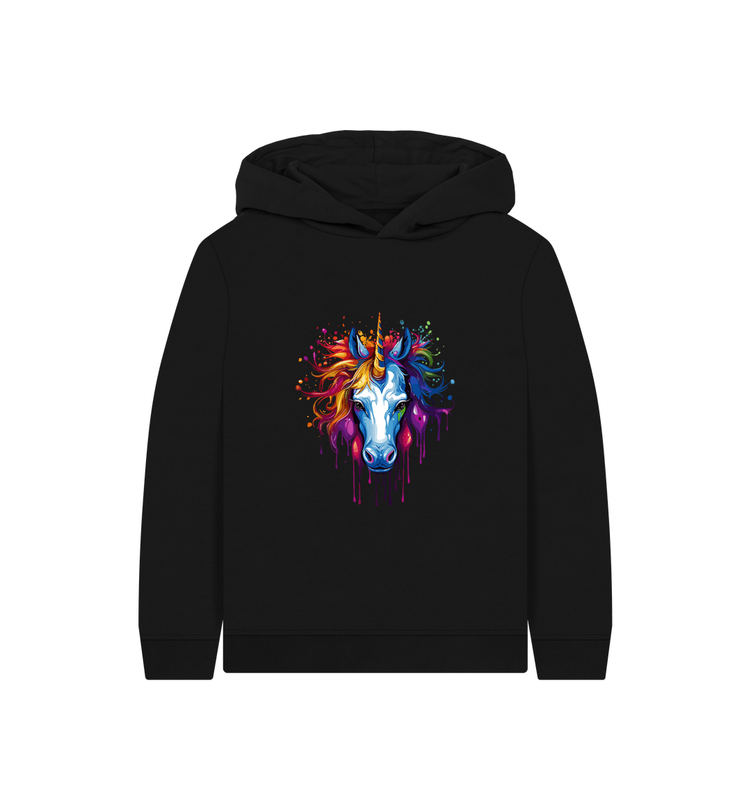 Black Colour Drip Unicorn Wonder - Kids Pullover Hoody