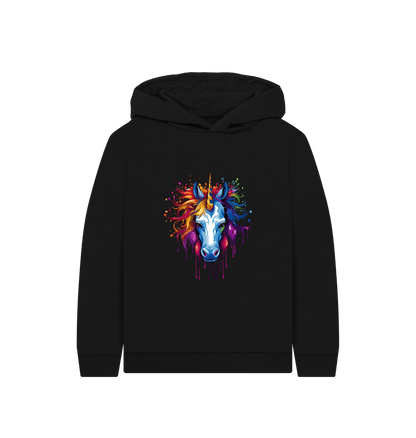 Black Colour Drip Unicorn Wonder - Kids Pullover Hoody