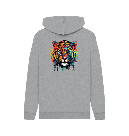 Light Heather Colour Drip Wild Tiger - Men's Pullover Hoodie