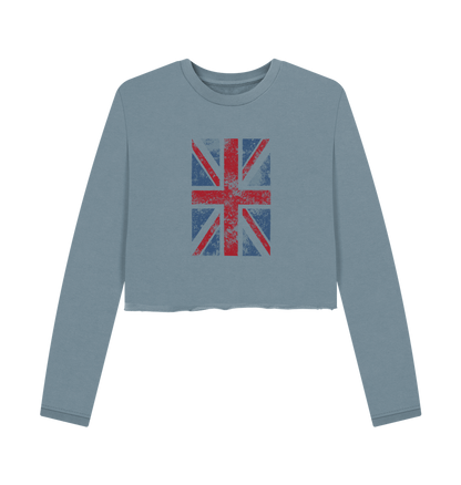 Stone Blue Printed Boxy Jumpers