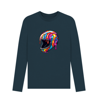 Denim Blue Printed Long Sleeve T Shirt Front