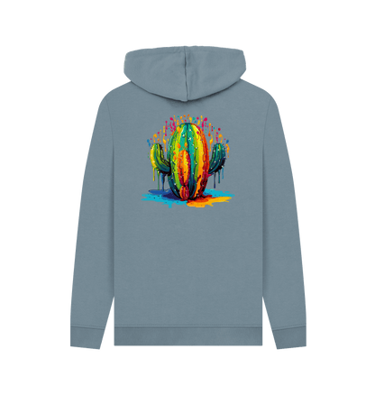 Stone Blue Colour Drip Cactus - Mens Pullover Hoodie