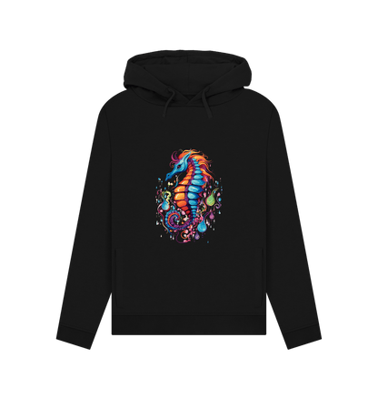 Black Colour Drip Seahorse - Womens Pullover Hoody