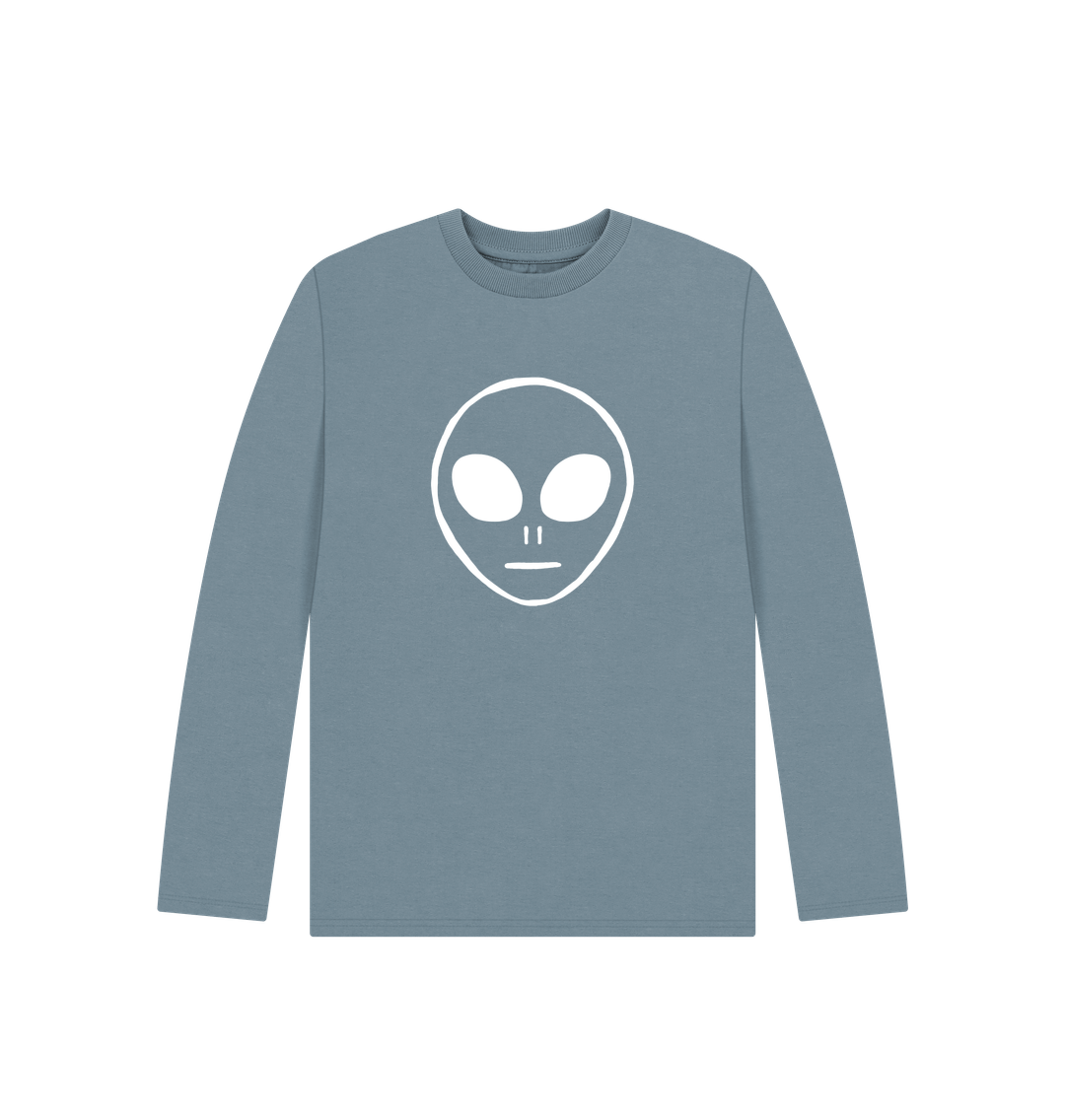 Stone Blue Alien - Kids' Organic Long Sleeve T-shirt