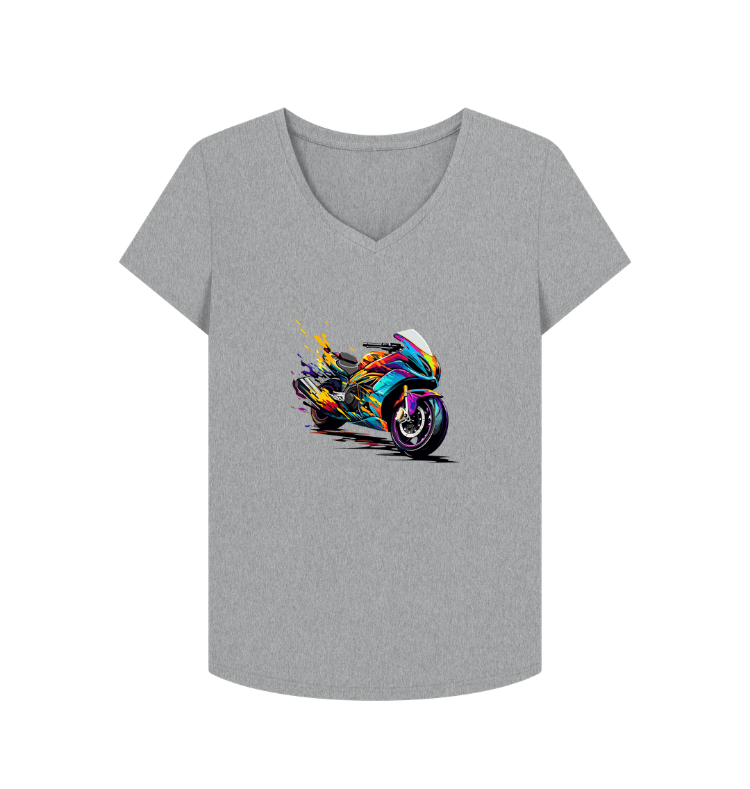 Athletic Grey Colour Drip Speed Demon - Women's V-Neck T-shirt