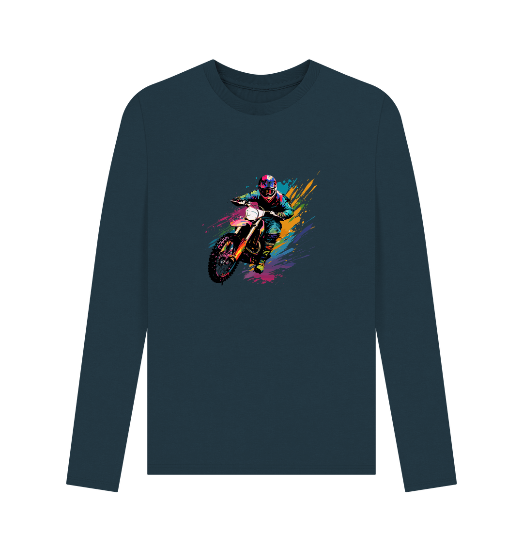 Denim Blue Colour Drip Wild Ride - Men's Long Sleeve T-shirt