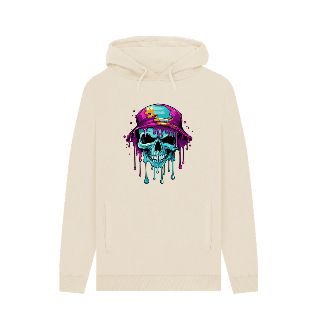 Oat Colour Drip Skull Hat - Men's Pullover Hoodie