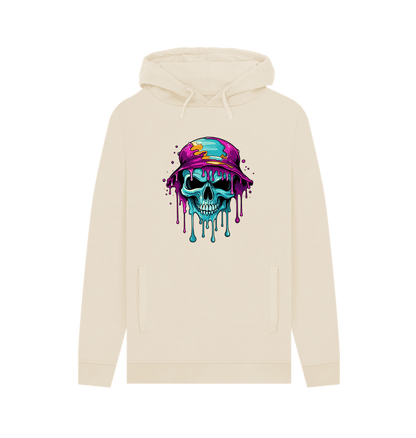 Oat Colour Drip Skull Hat - Men's Pullover Hoodie