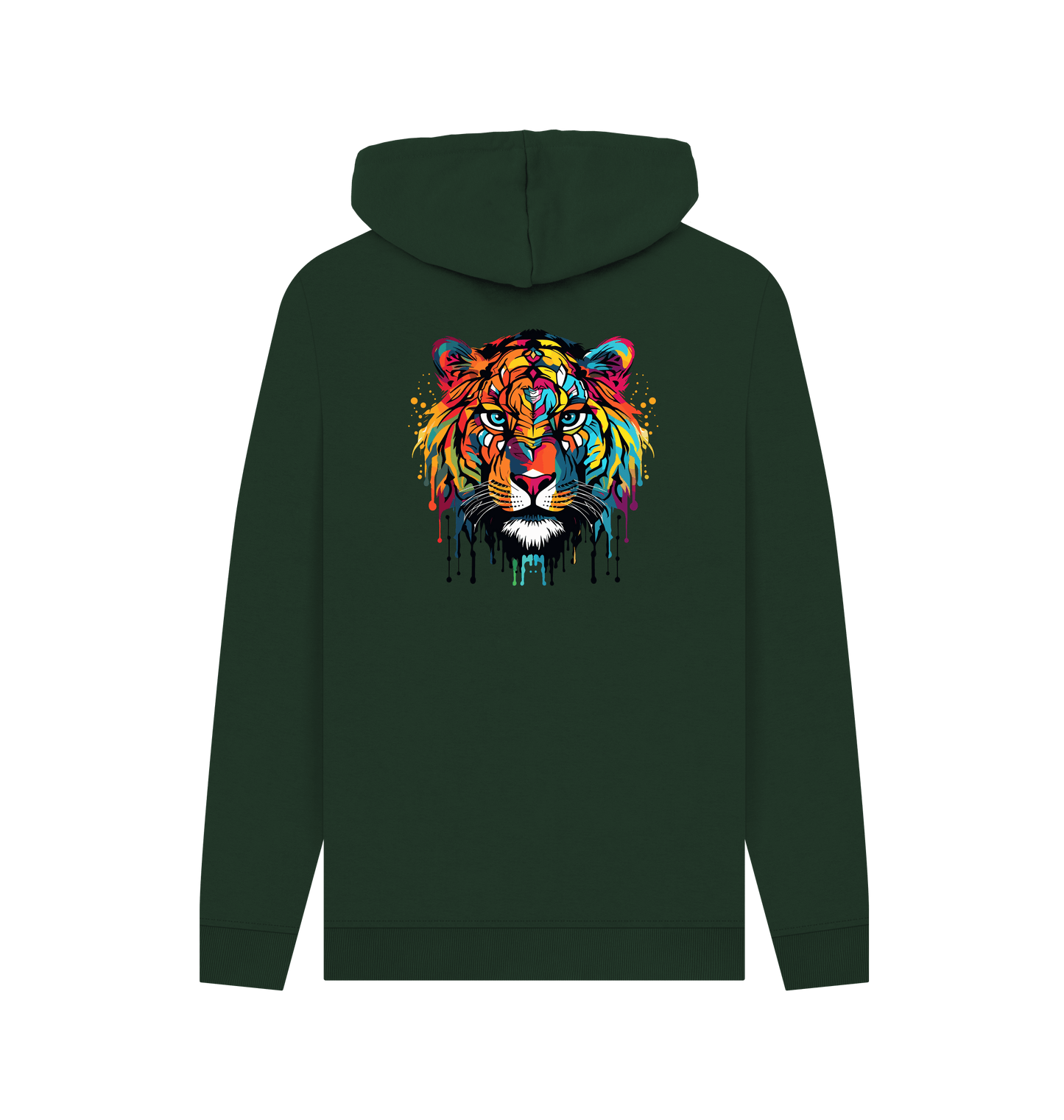 Evergreen Colour Drip Wild Tiger  - Mens Pullover Hoodie