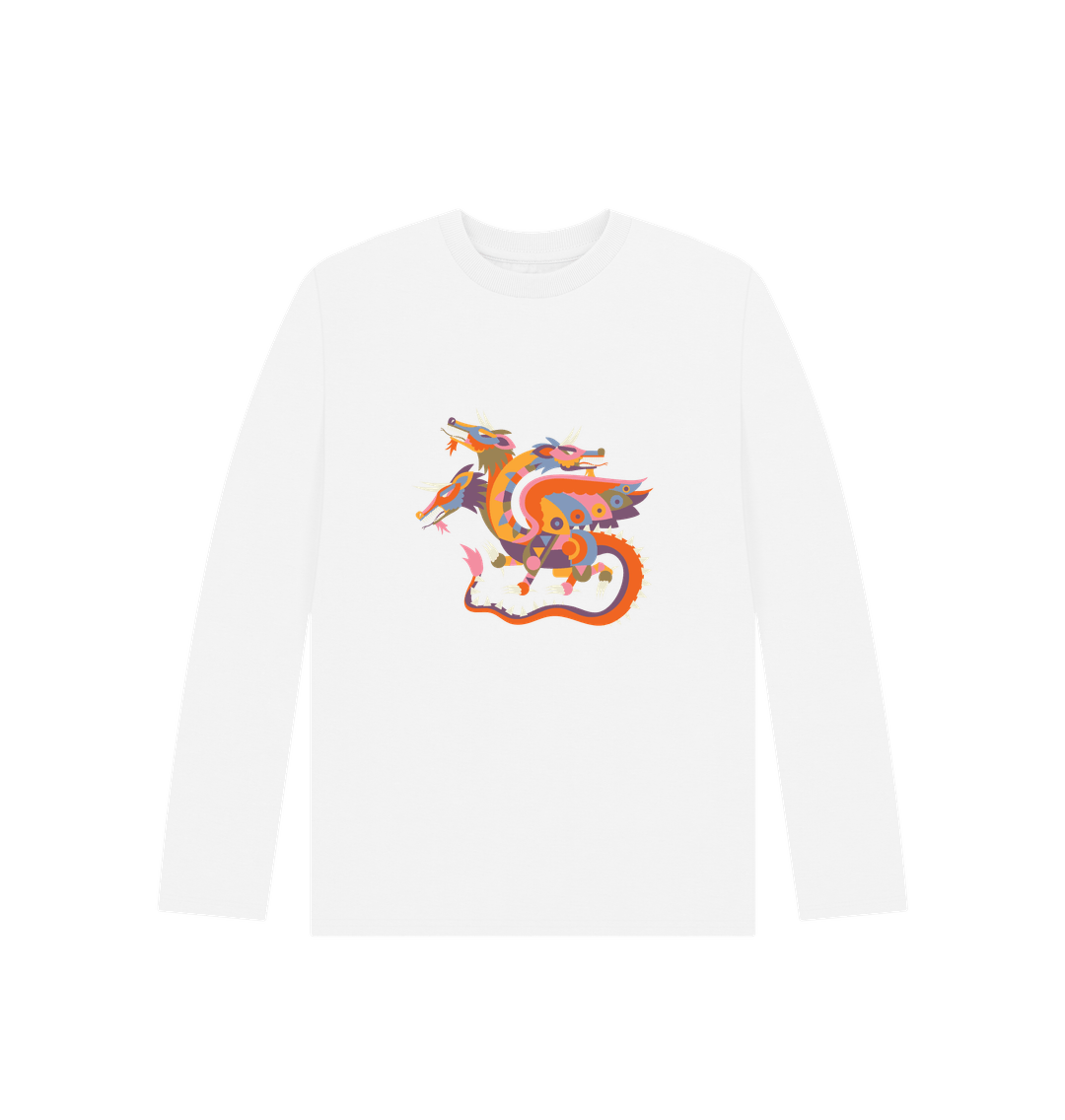 White Three Headed Dragon - Kids' Organic Long Sleeve T-shirt