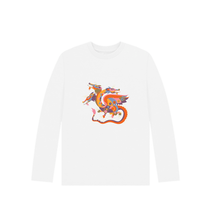 White Three Headed Dragon - Kids' Organic Long Sleeve T-shirt