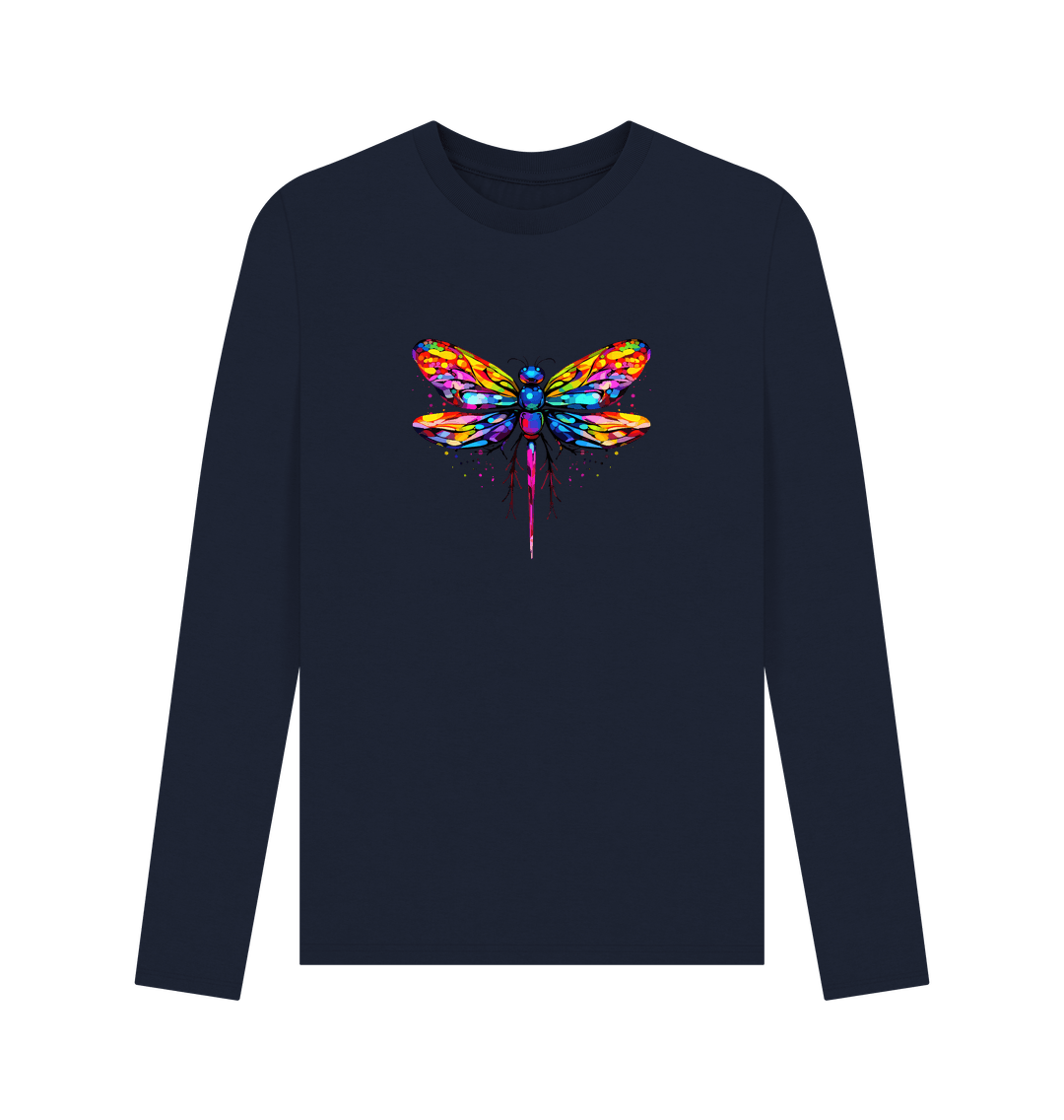 Navy Blue Colour Drip Dragonfly - Men's Long Sleeve T-shirt