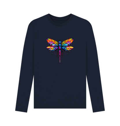 Navy Blue Printed Long Sleeve T Shirt Front