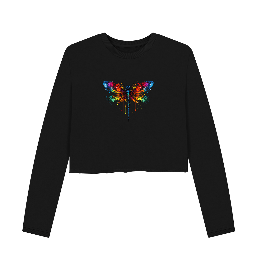 Black Colour Drip Dragonfly Queen - Women's Boxy Jumper