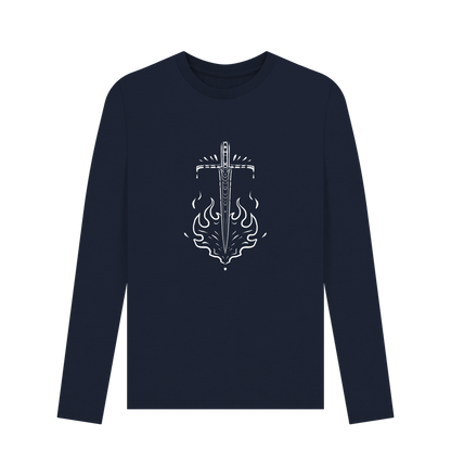 Navy Blue Fire Sword - Men's Long Sleeve T-shirt