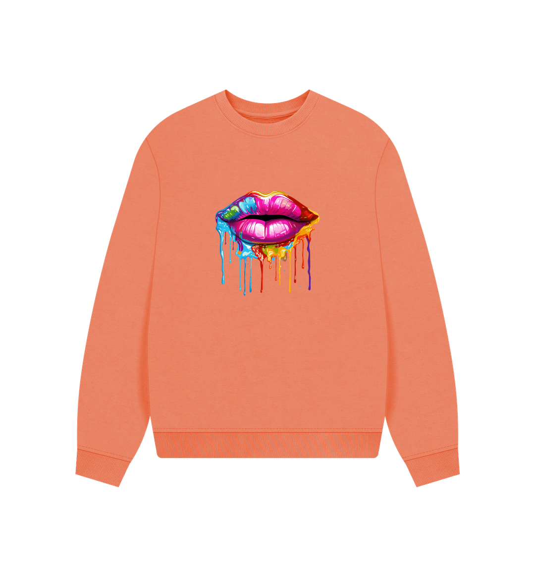 Apricot Colour Drip Kiss - Women's Oversized Jumper