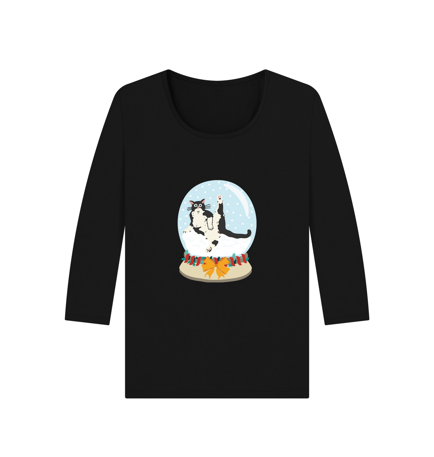 Black Printed Long Sleeve T Shirt Front