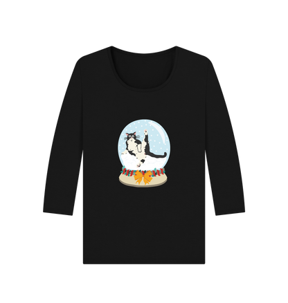 Black Printed Long Sleeve T Shirt Front