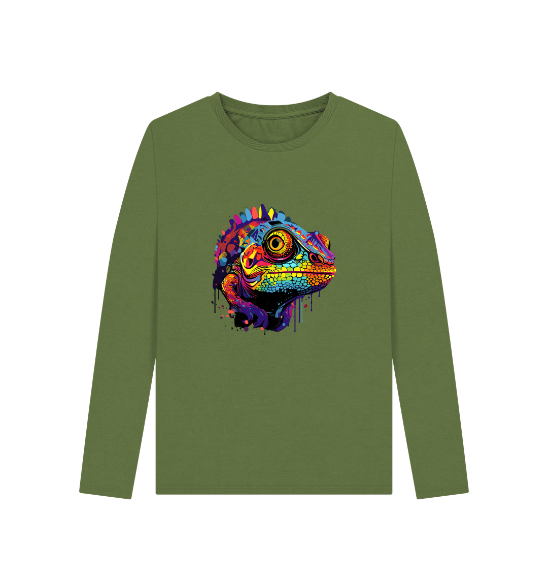 Khaki Colour Drip Chameleon - Women's Long Sleeve T-shirt