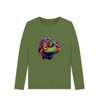 Khaki Colour Drip Chameleon - Women's Long Sleeve T-shirt