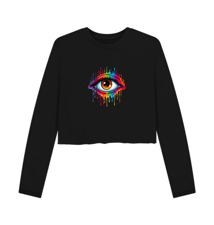 Black Colour Drip Eye Spy - Women's Boxy Jumper