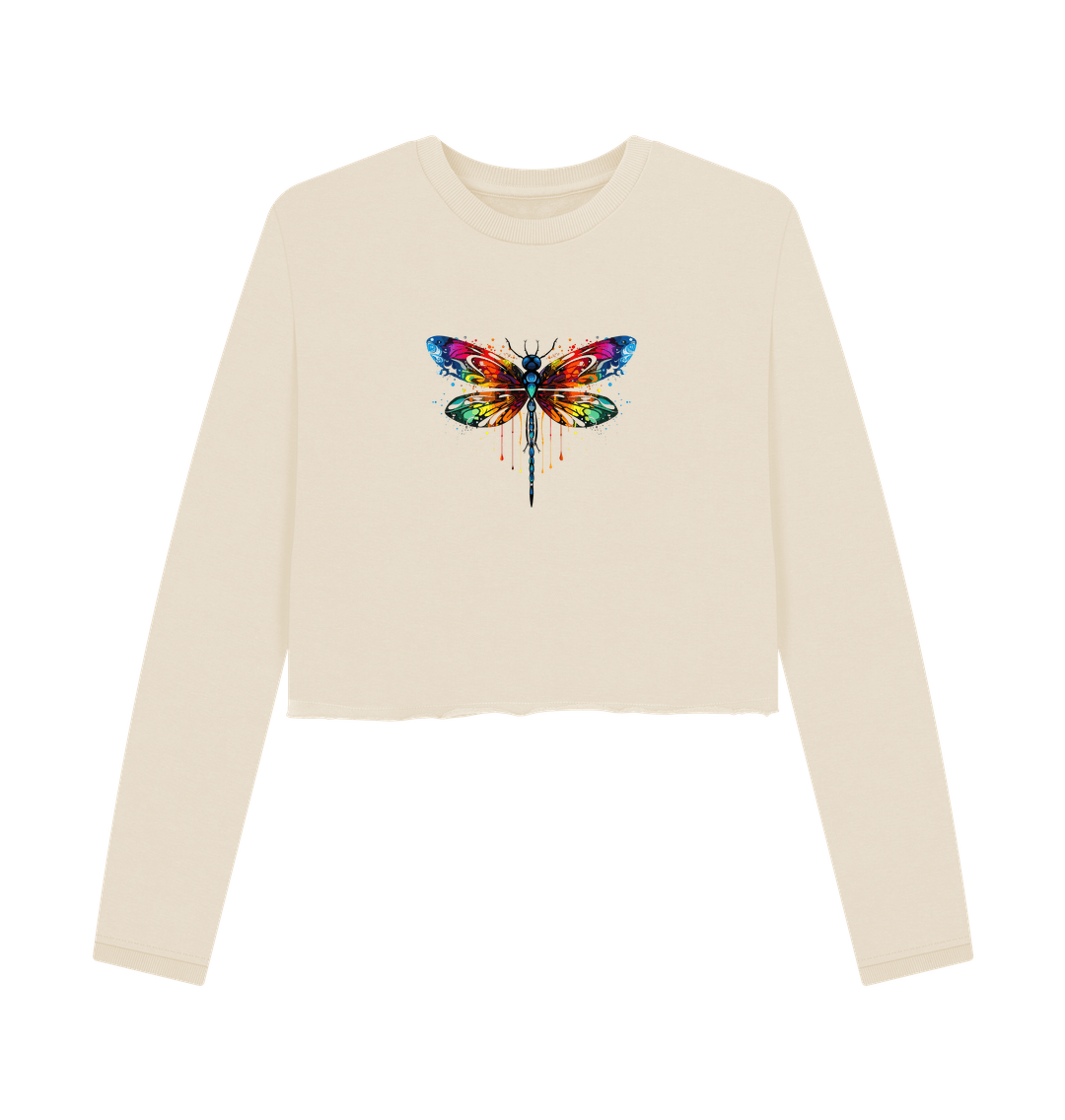 Oat Colour Drip Dragonfly Queen - Women's Boxy Jumper