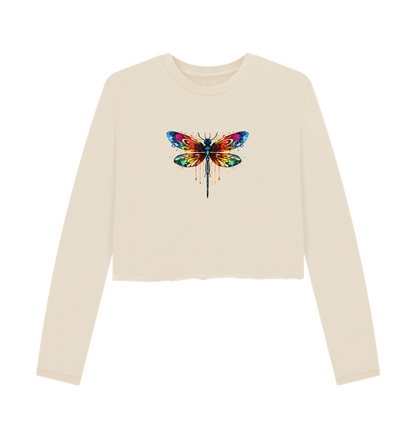 Oat Colour Drip Dragonfly Queen - Women's Boxy Jumper